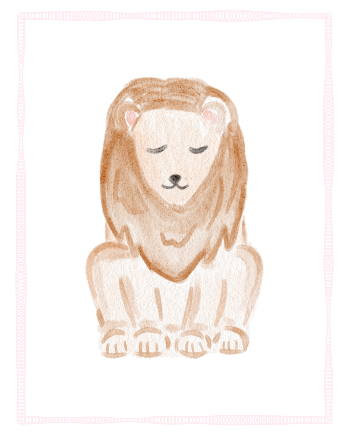 Pink Animals Watercolor Nursery Prints