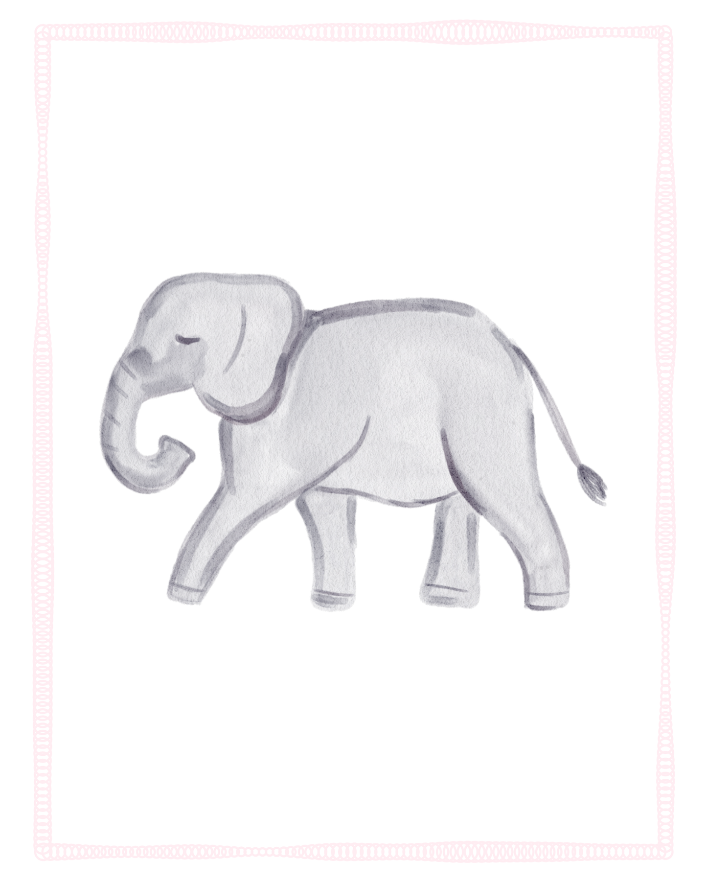 Pink Animals Watercolor Nursery Prints