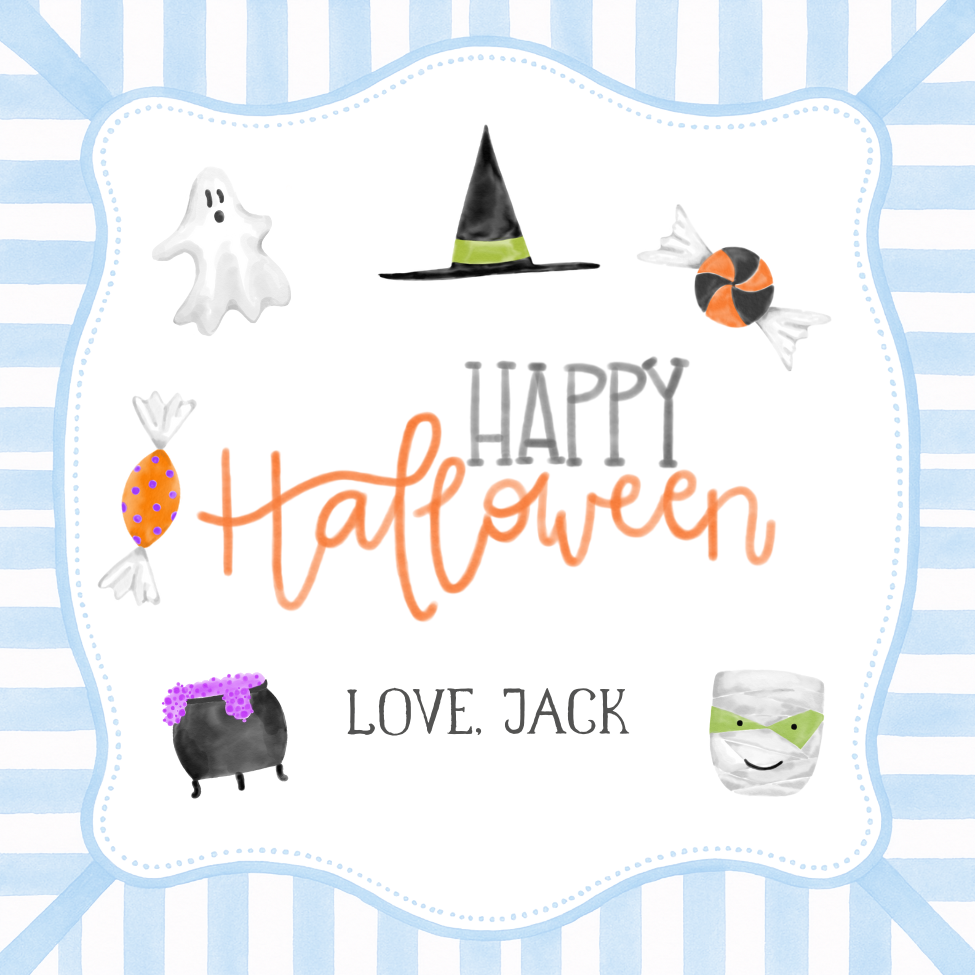 Halloween Blue Square Gift Tags (set of 25)