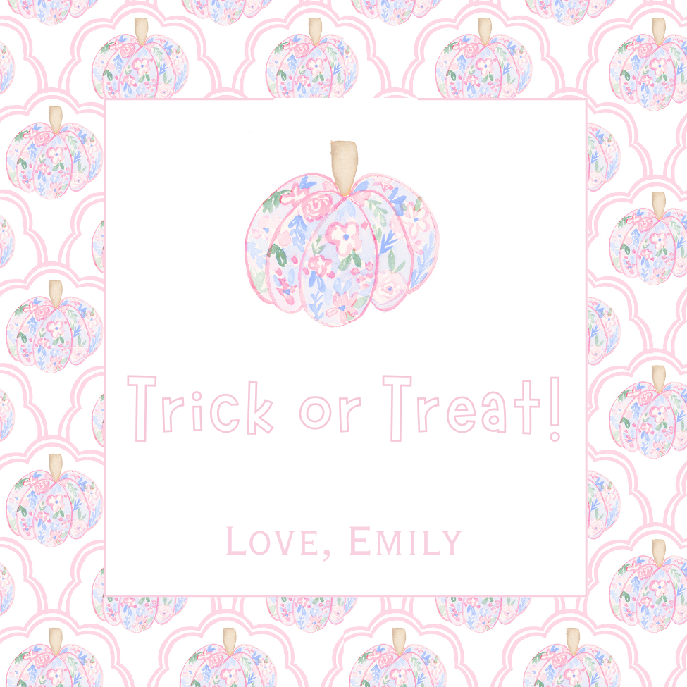 Pink Pumpkin Square Gift Tags (set of 25)