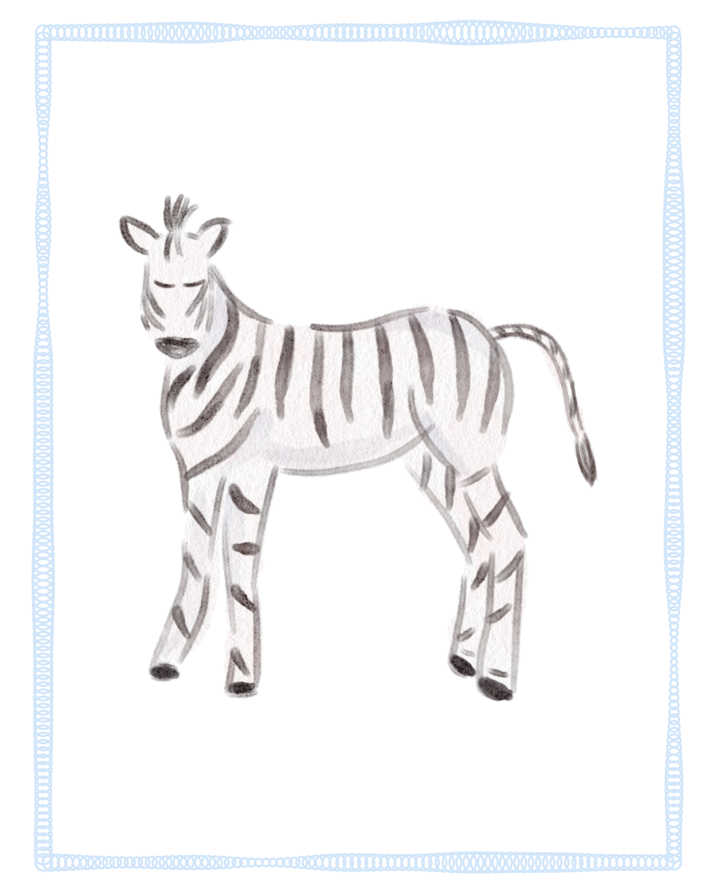 Blue Animals Watercolor Nursery Prints