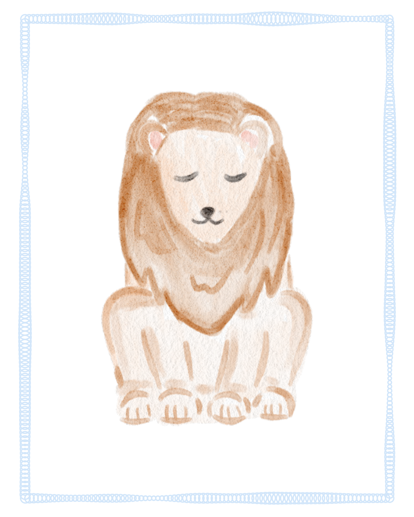 Blue Animals Watercolor Nursery Prints