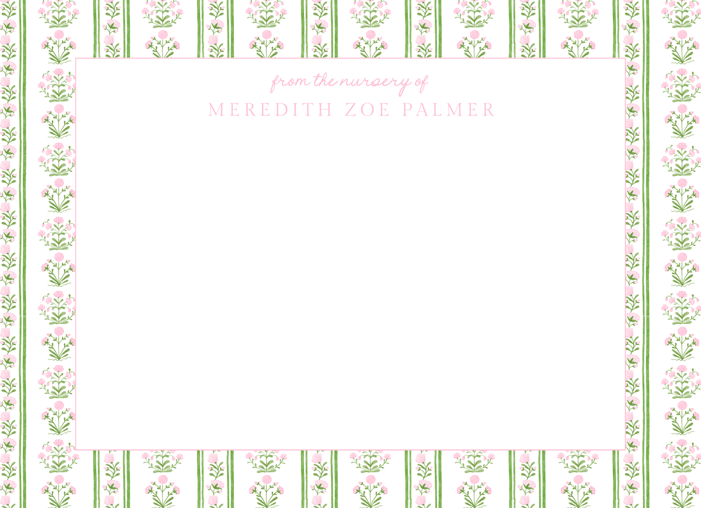 Watercolor Trellis Girls Customized Stationery (Set of 25)