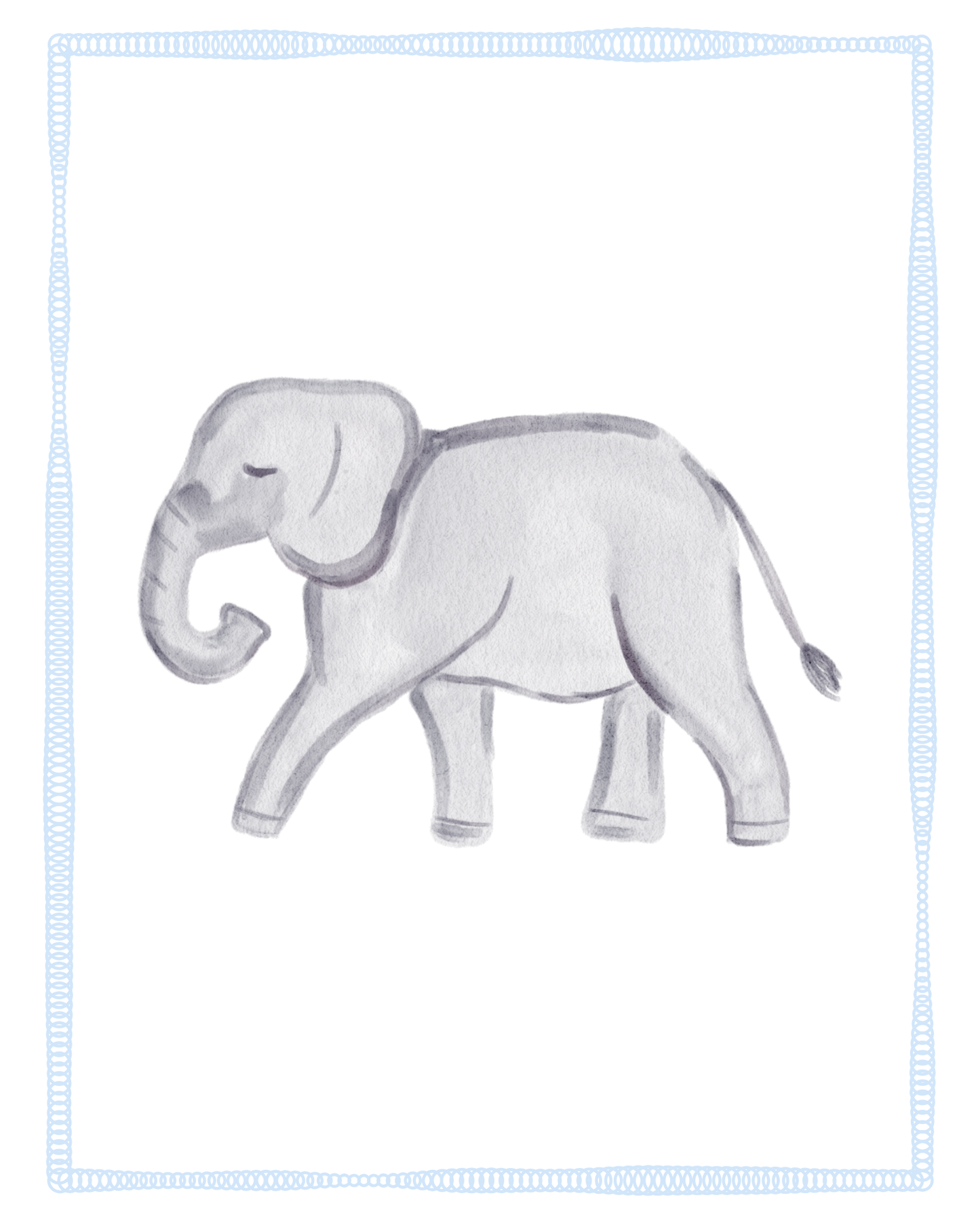 Blue Animals Watercolor Nursery Prints