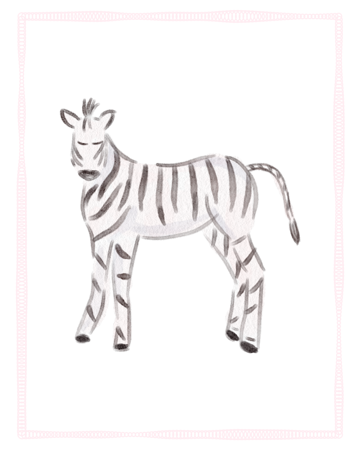 Pink Animals Watercolor Nursery Prints