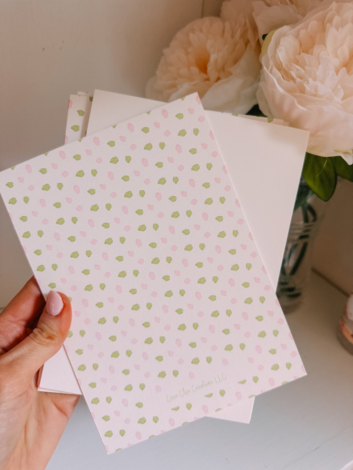 Baby Girl Pink Green Dot Watercolor Milestone Cards