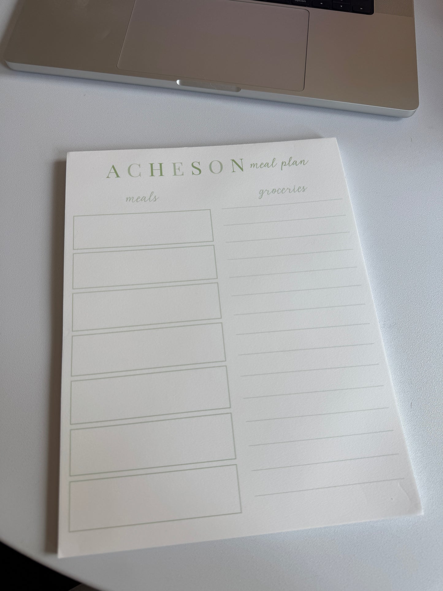 Customized Meal Plan Notepad