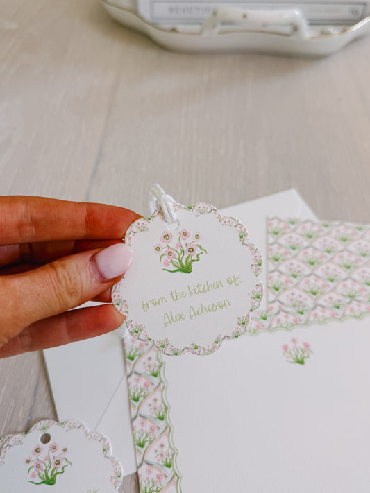 Pink & Green Trellis Scalloped Gift Tags (set of 25)