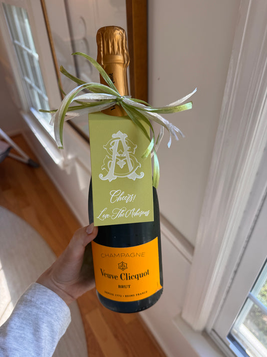 Custom Initial Wine Gift Tags- Green