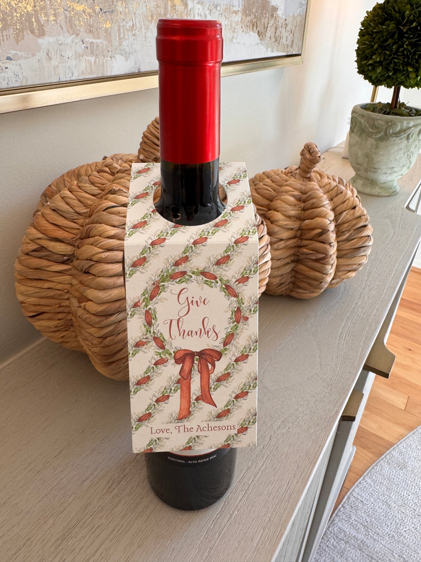 Give Thanks Custom Wine Gift Tags