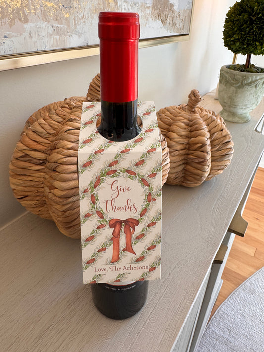 Give Thanks Custom Wine Gift Tags