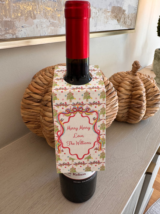 Merry Merry Custom Wine Gift Tags