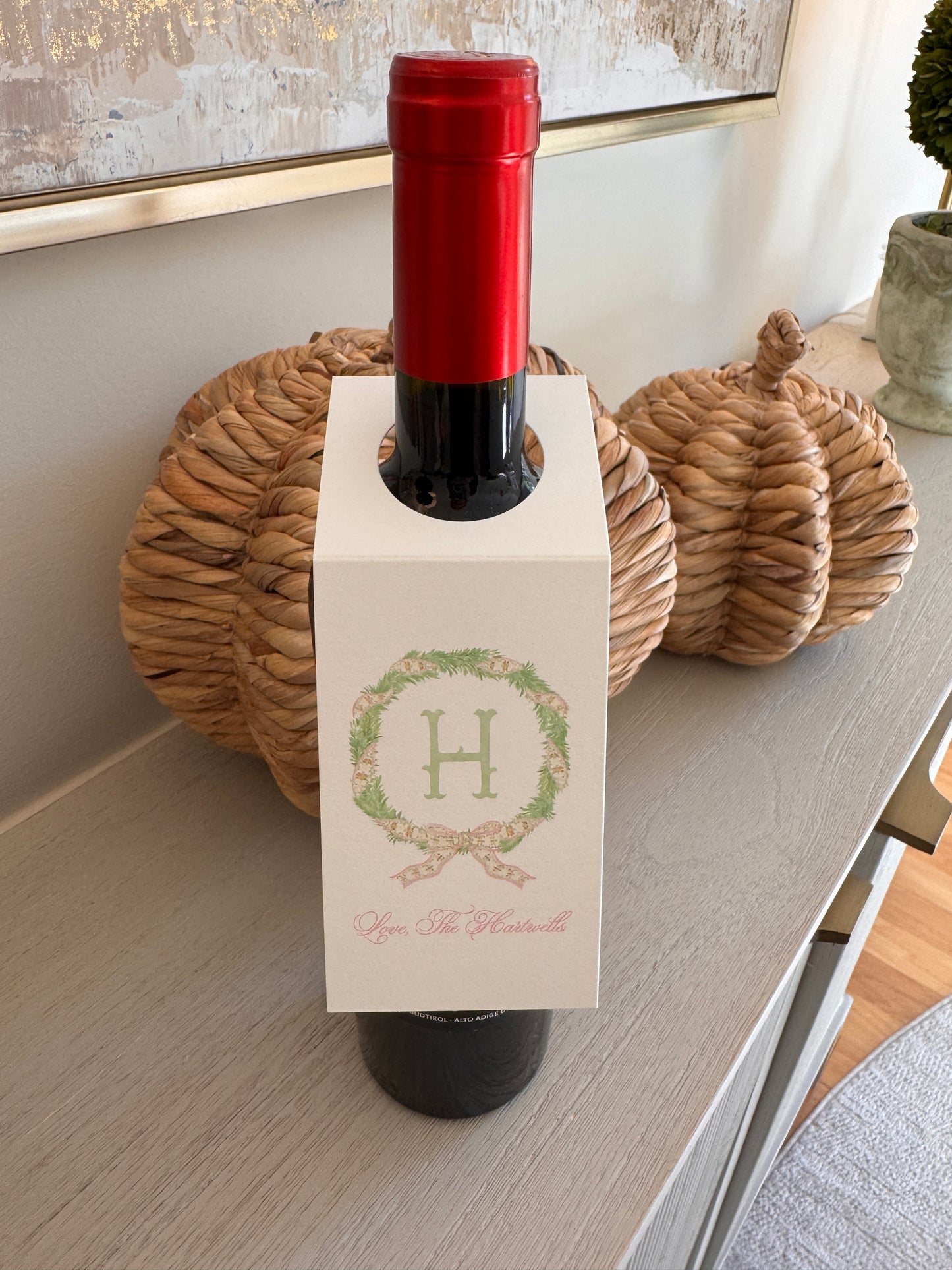 Wreath Custom Wine Gift Tags