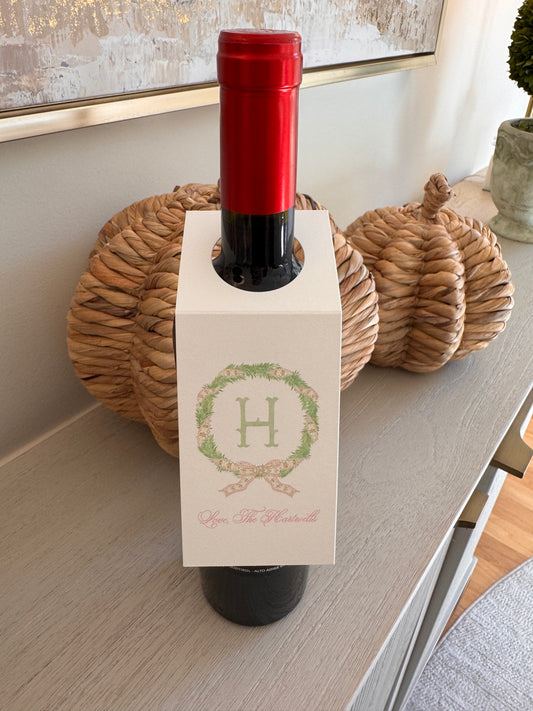 Wreath Custom Wine Gift Tags