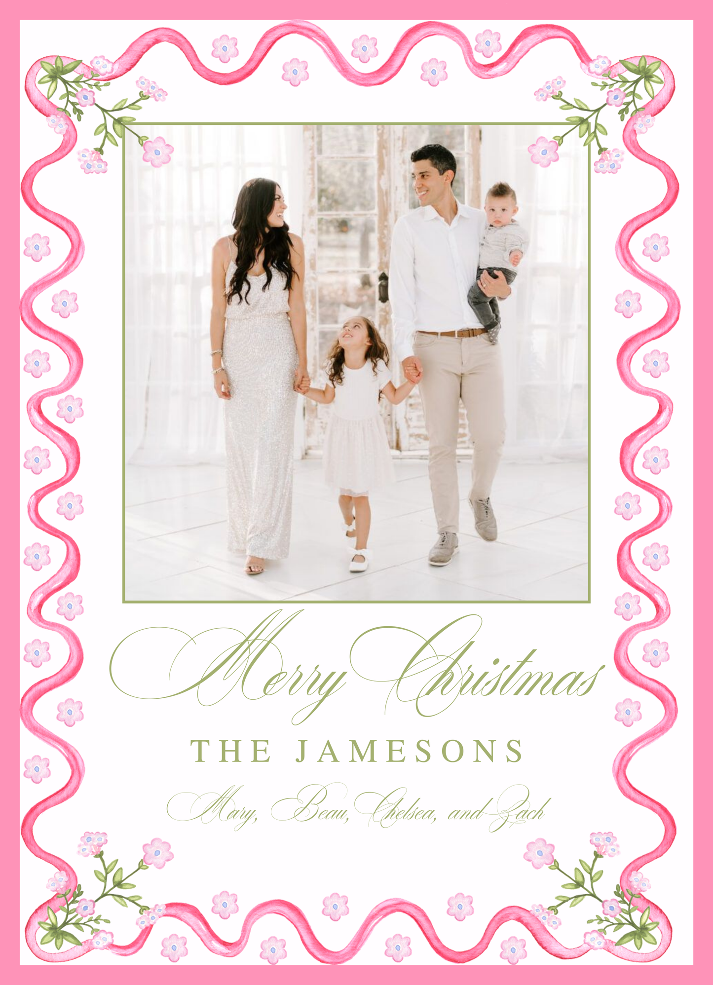 Pink Trellis Holiday Card