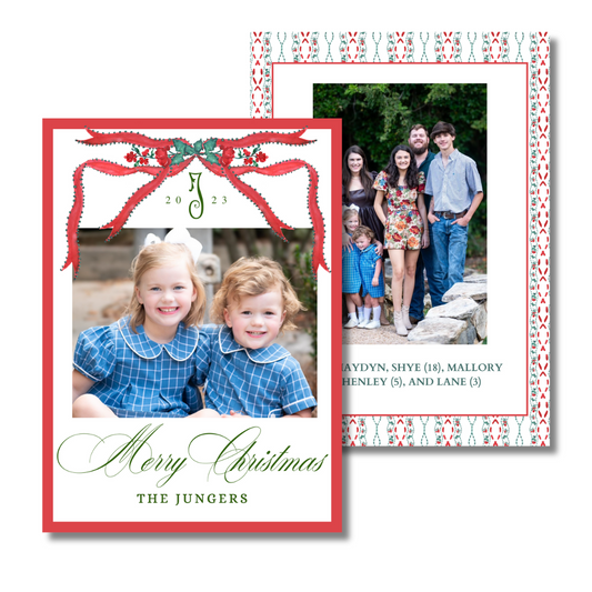 Red Bow Border Holiday Card