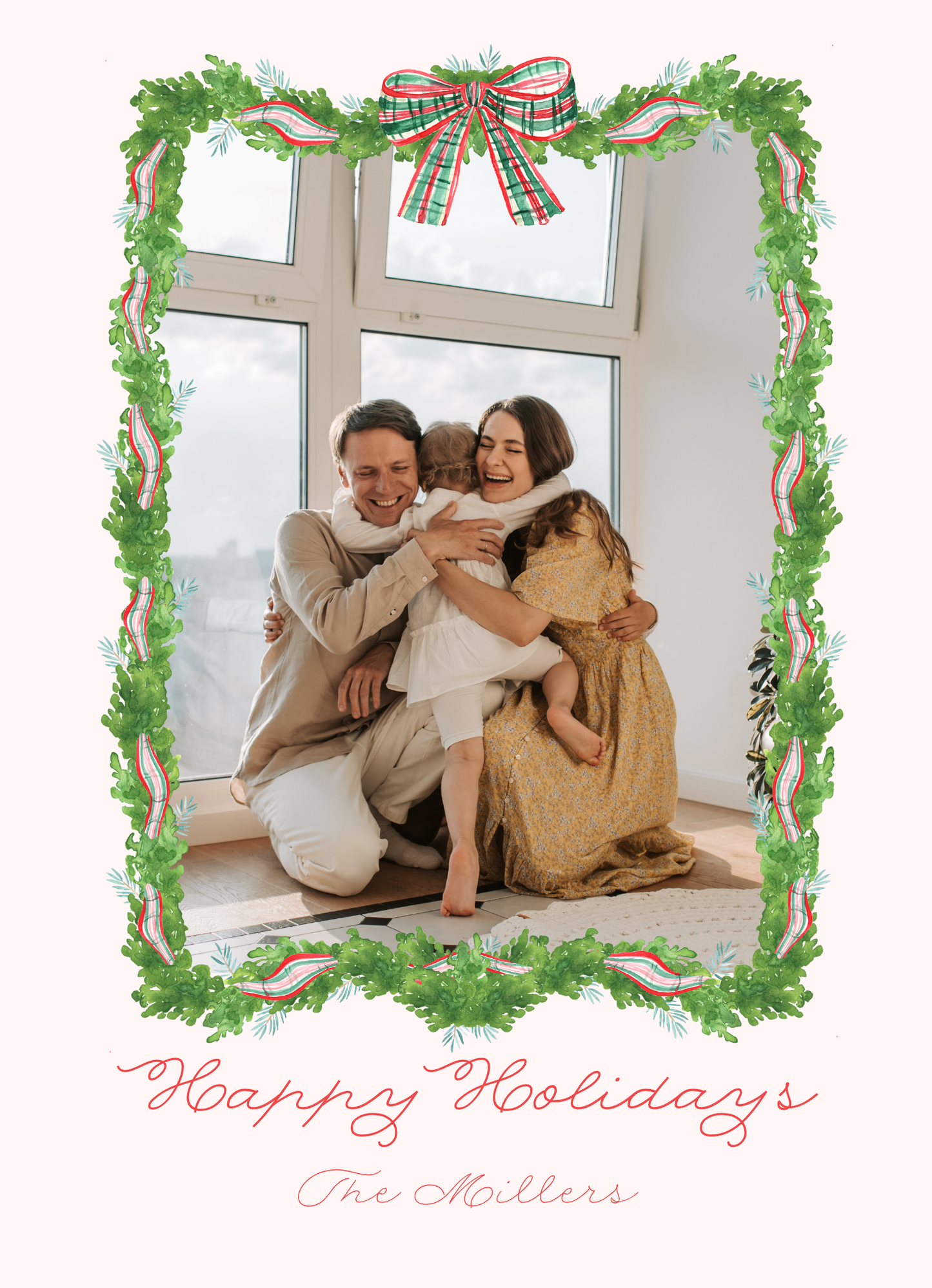 Plaid Bow Holiday Photo Card