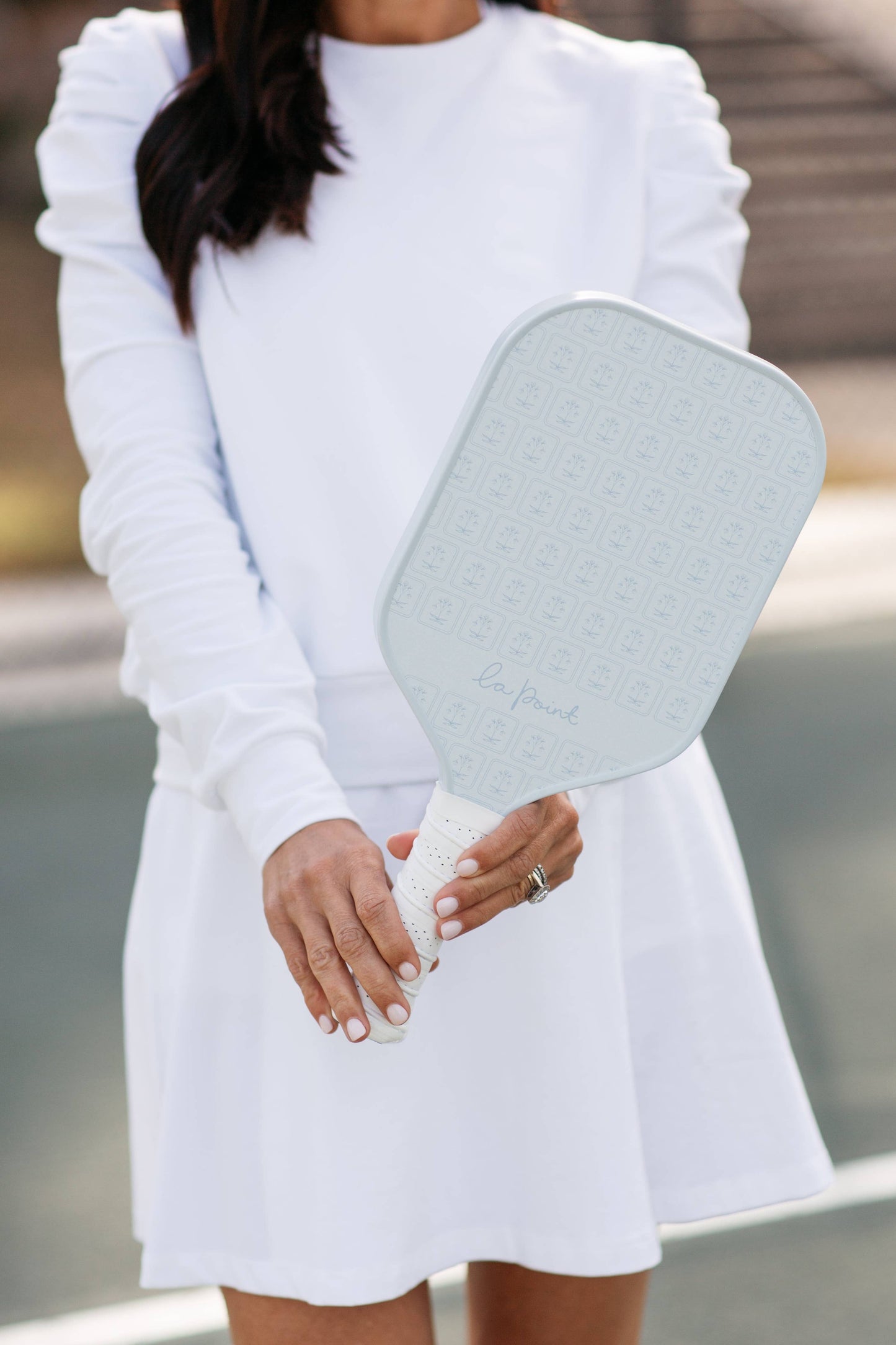 The pretty pro pickleball paddle  - pale blue blockprint