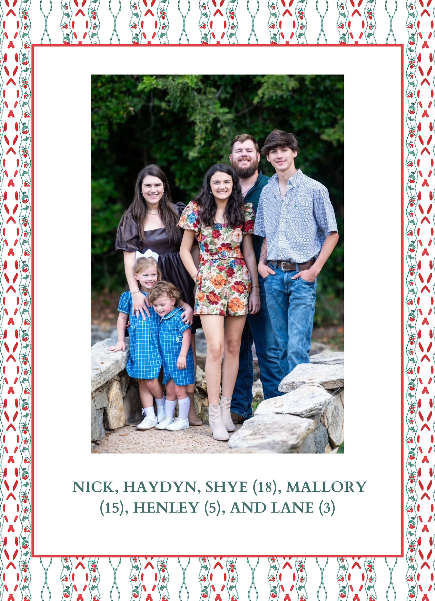 Red Bow Border Holiday Card