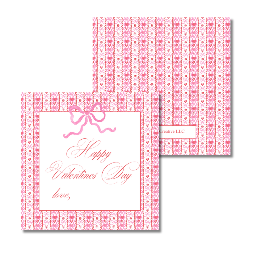 Valentines Pattern Square 3x3 Gift Tags (set of 25)