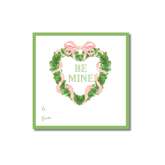 Valentines Green Heart Square 3x3 Gift Tags (set of 25)