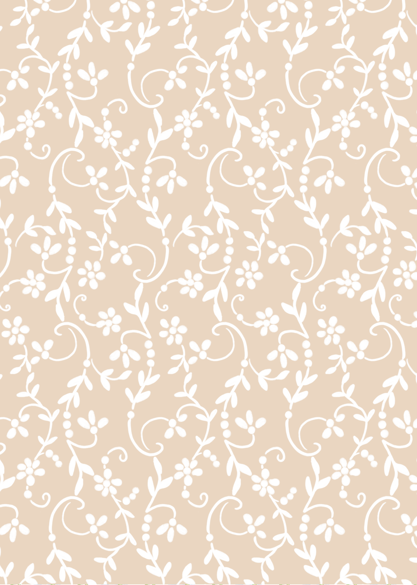 Beige Floral Holiday Card