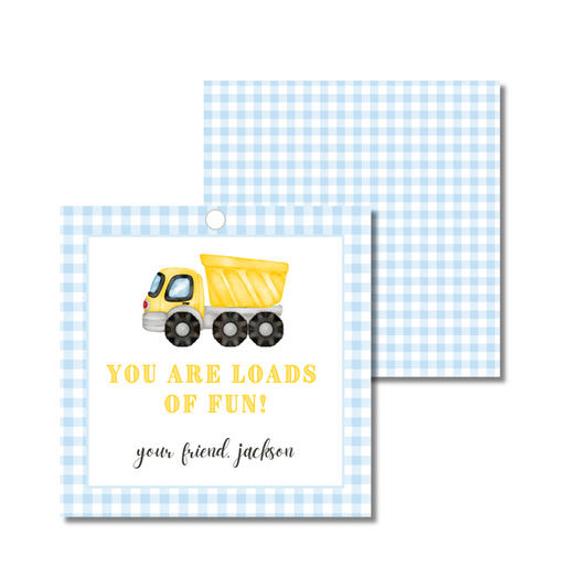 Valentines Day Truck Square 3x3 Gift Tags (set of 25)