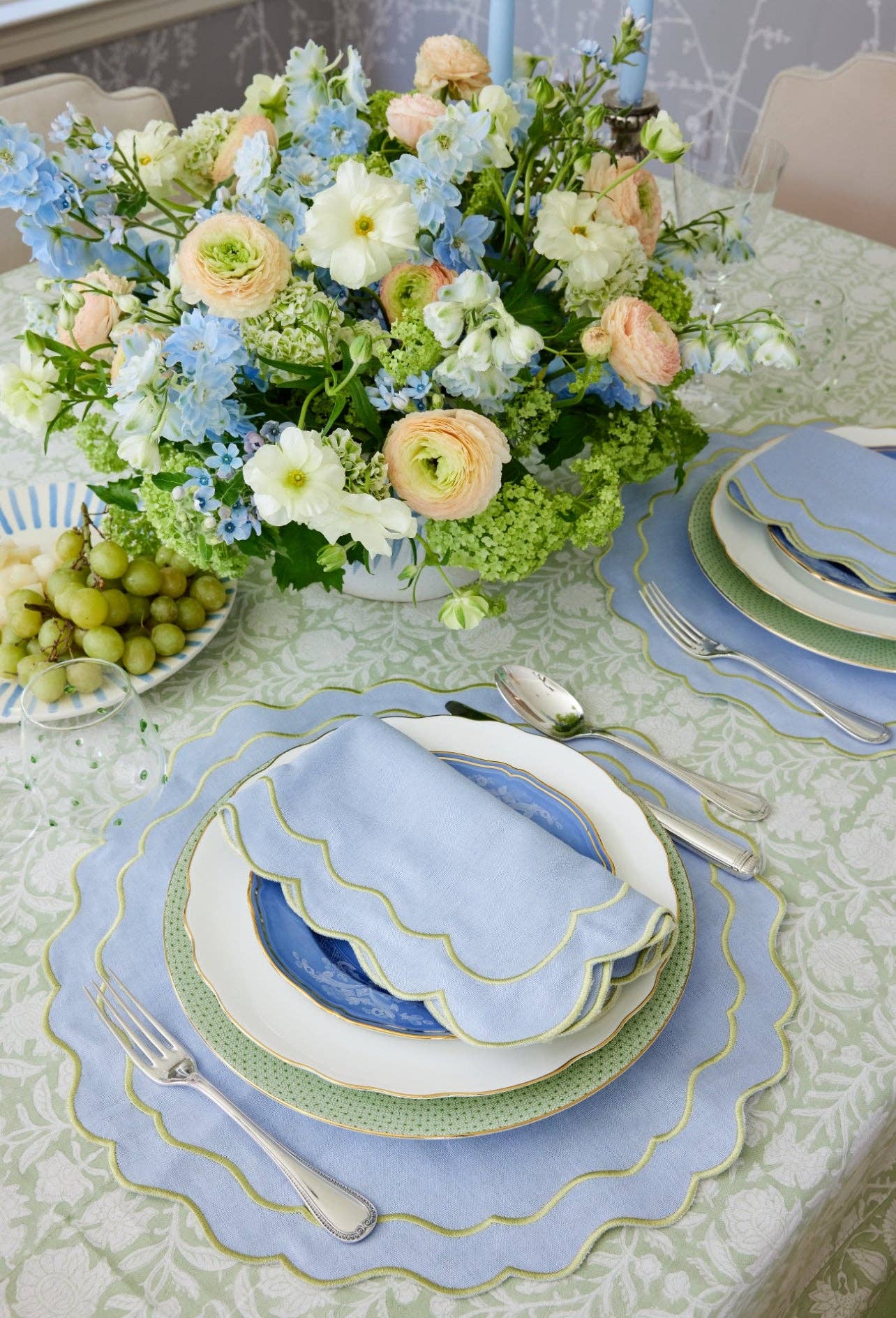 Blue with green border placemat