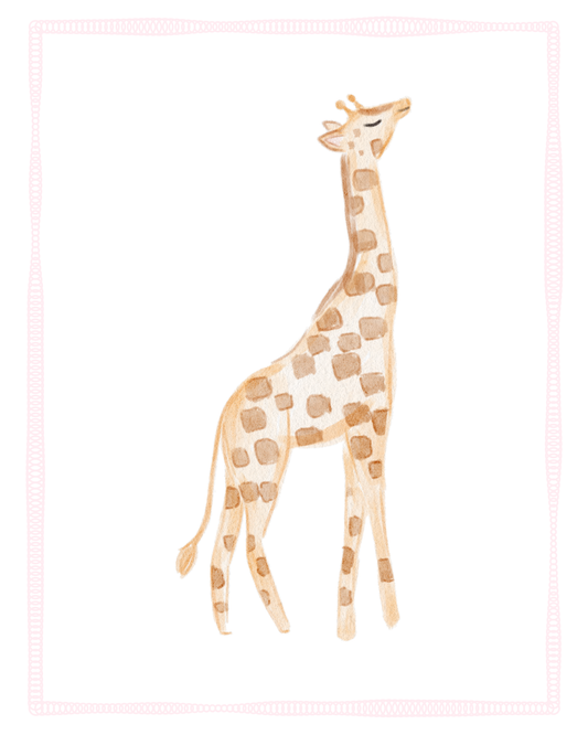Pink Animals Watercolor Nursery Prints