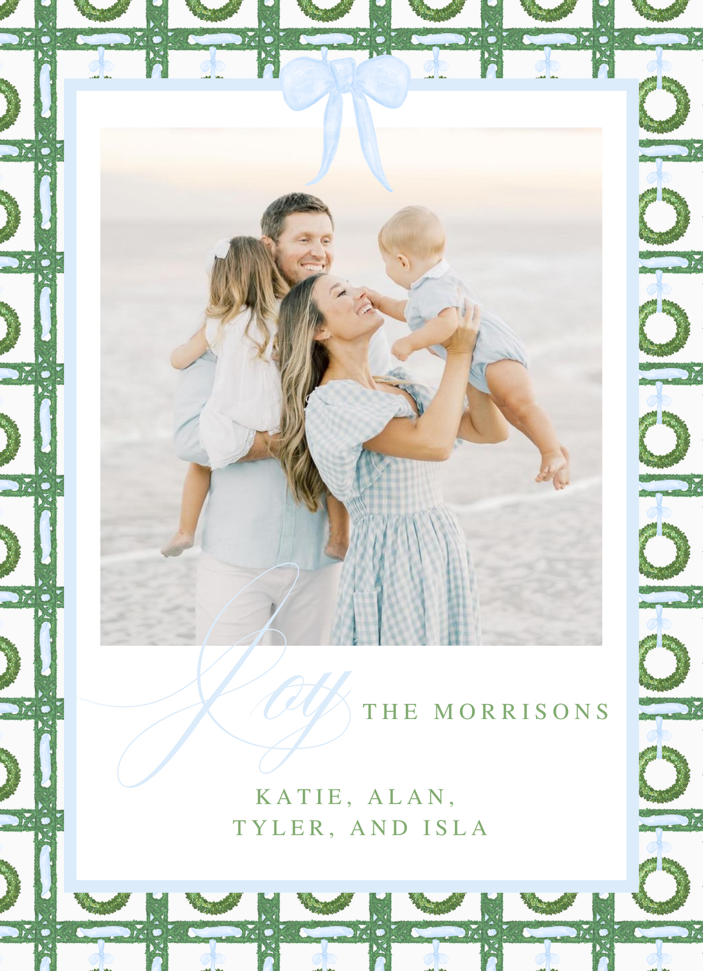 Green Blue Boxwood Holiday Card