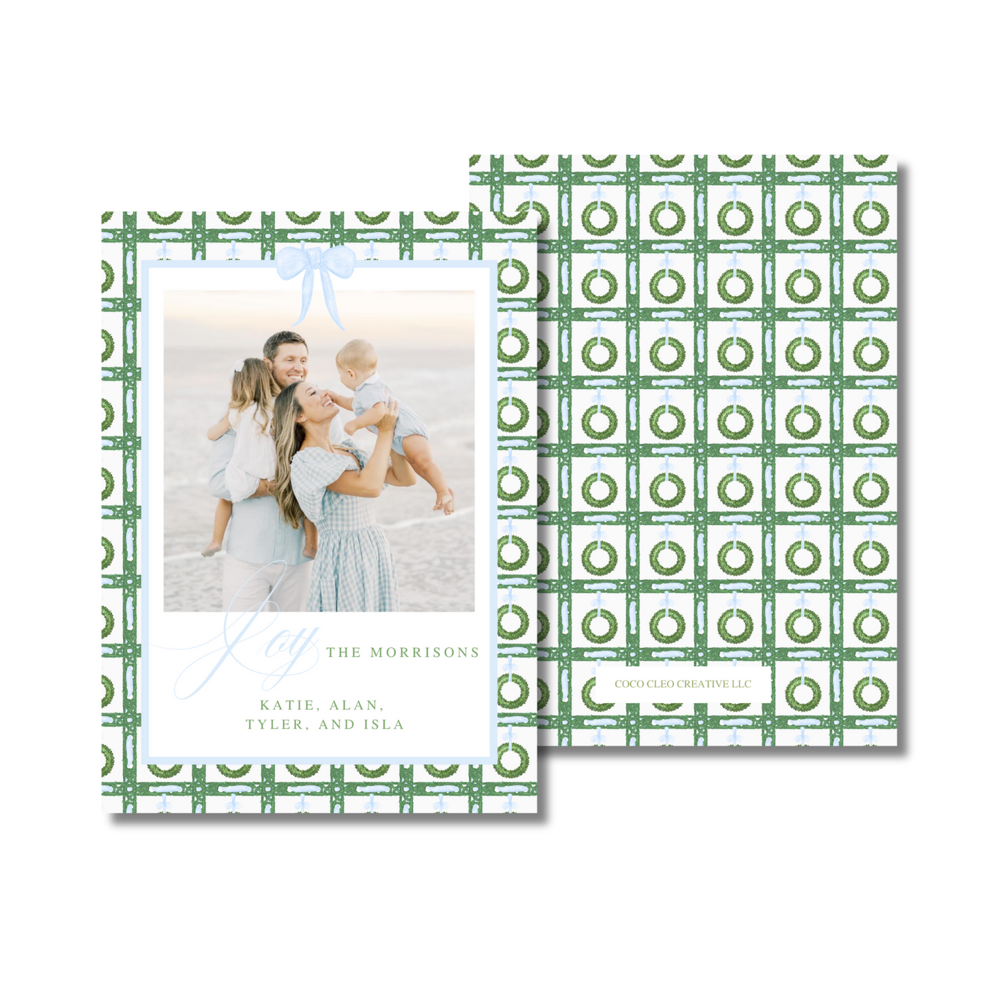 Green Blue Boxwood Holiday Card