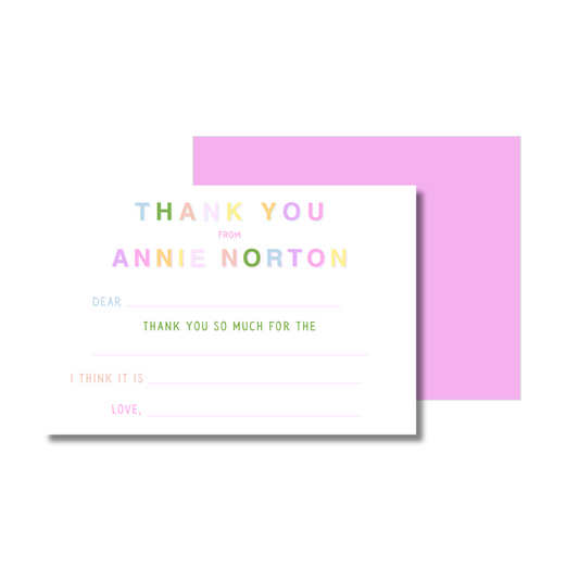 Bold Rainbow Thank you Notes Customized Stationery Set of 50