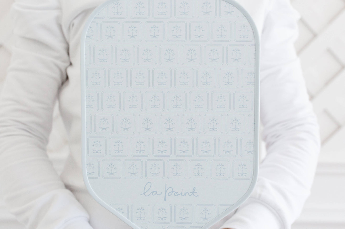 The pretty pro pickleball paddle  - pale blue blockprint