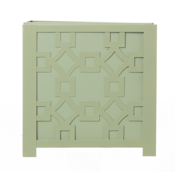 FABULOUS SQUARE METAL FRETWORK PLANTER(SOFT GREEN)