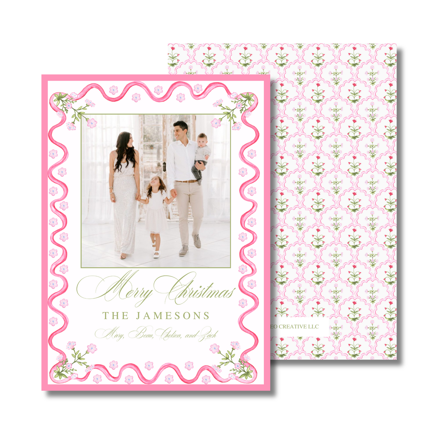 Pink Trellis Holiday Card