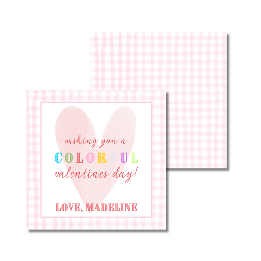 Valentines Colorful Square 3x3 Gift Tags (set of 25)