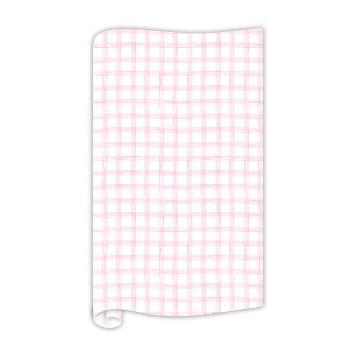 Handpainted Delicate Pink Plaid Wrapping Paper