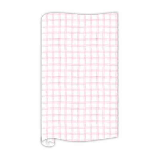 Handpainted Delicate Pink Plaid Wrapping Paper