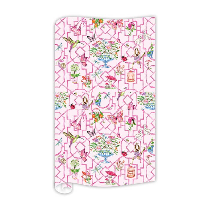 Handpainted Bamboo Trellis Wonderland Pink Wrapping Paper