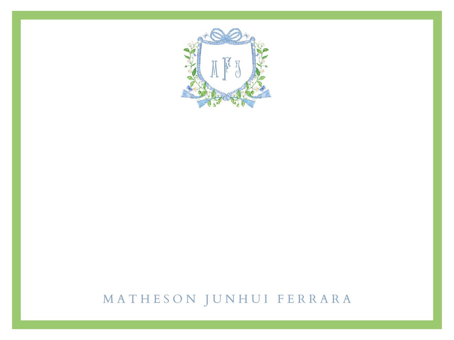 Butterfly Garden Monogram Customized Stationery Set of 25 (4x6)