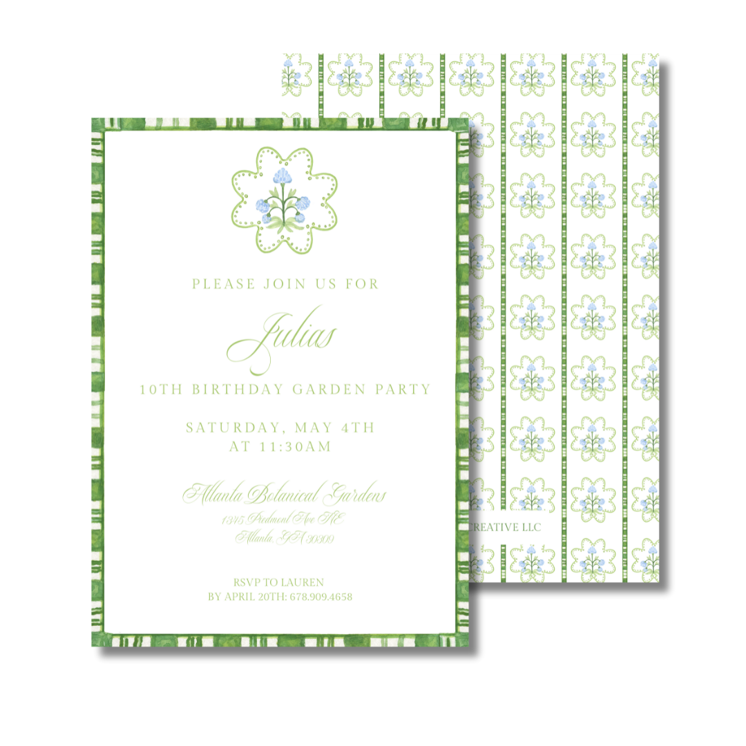 Garden Party Birthday, Bridal Shower, Wedding, Rehearsal Invitation