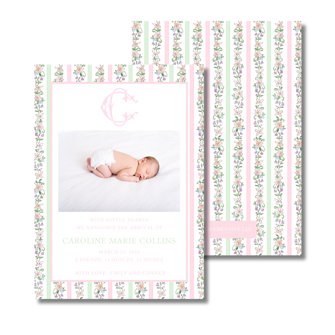 Soft Pink Grandmillenial Baby Announcement/Invitations/Grad Announcement