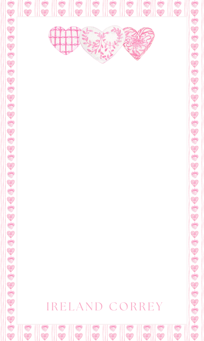 CUSTOMIZED NAME Hearts Valentines Day Notepad 8x5