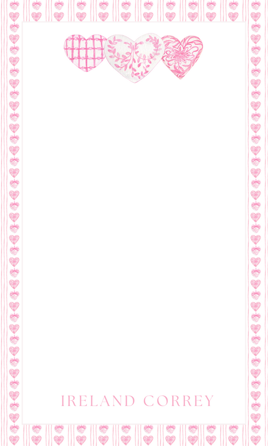 CUSTOMIZED NAME Hearts Valentines Day Notepad 8x5