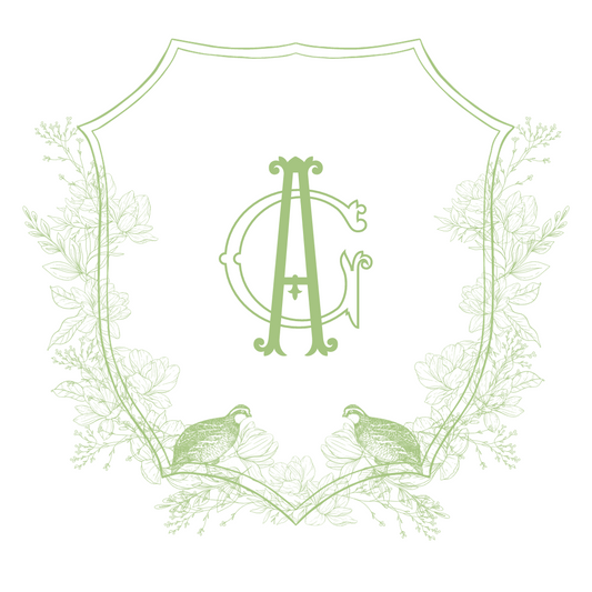 Lime Quail Custom Wedding Crest