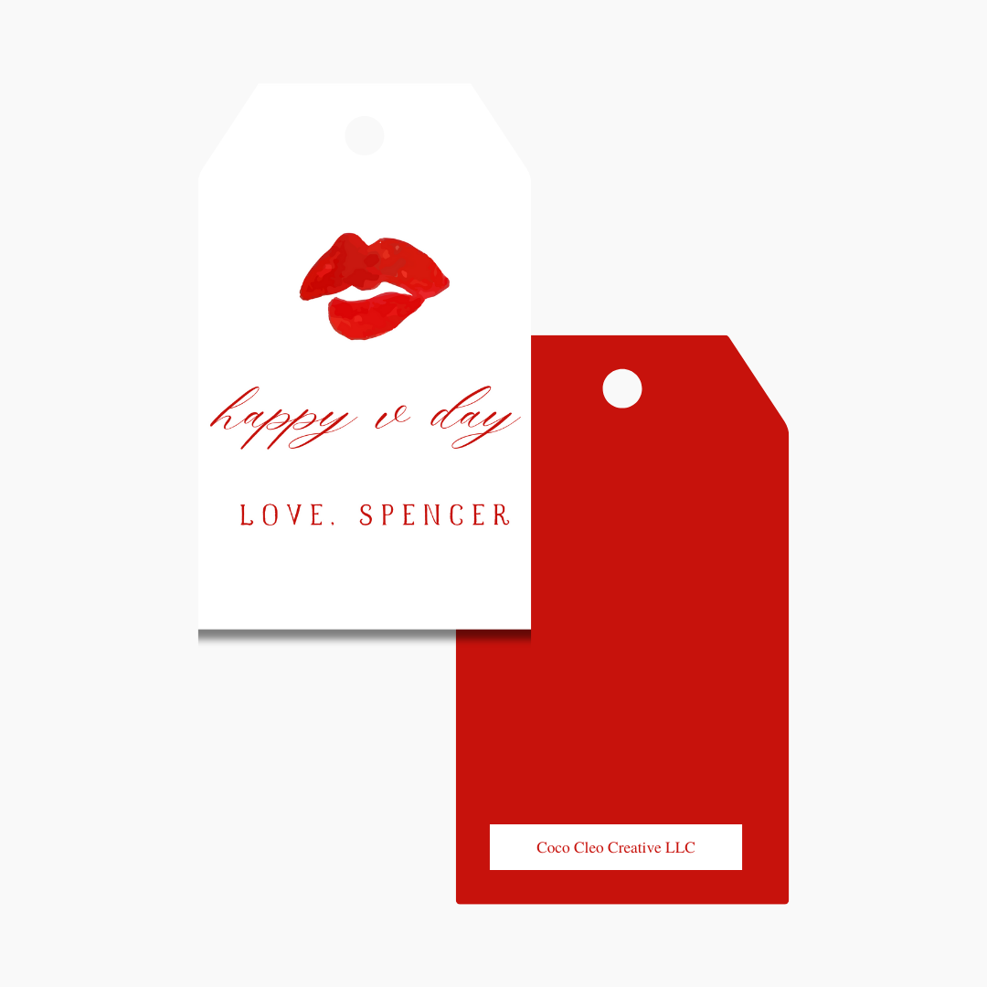 Lips Kiss Valentines Tags (set of 25)