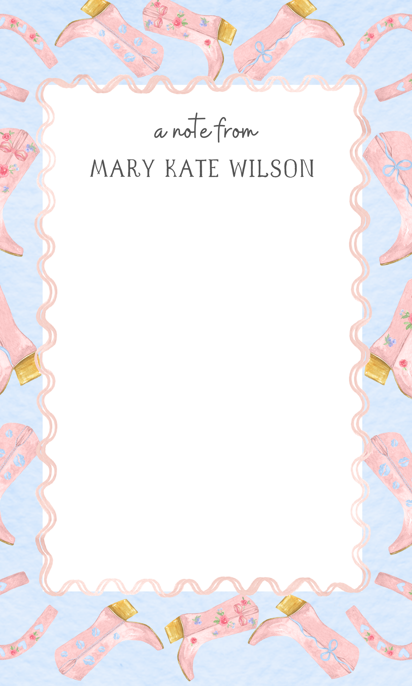 CUSTOMIZED Cowgirl Boot Notepad 8x5