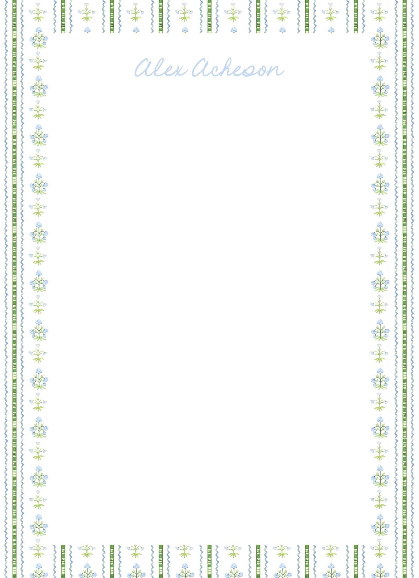 CUSTOMIZED Blue Floral Notepad 8x5