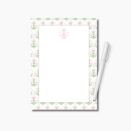 CUSTOMIZED Pink & Green Monogram Notepad 5x7