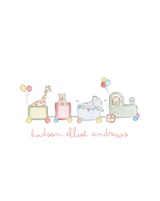 CUSTOMIZED Train Watercolor Nursery Print